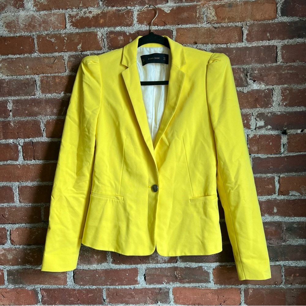 Women’s Single Button Bright Yellow Blazer | Zara